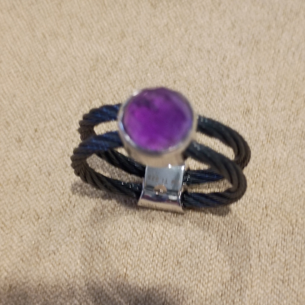 Elegant Silver and Purple Women's Ring
